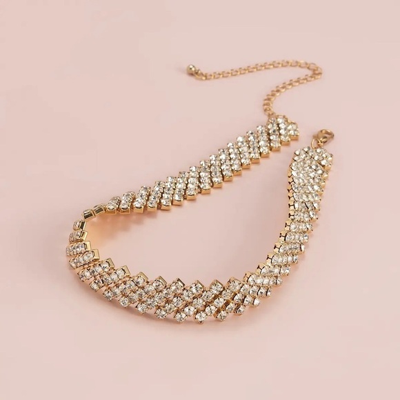 ⭐️OS009⭐️  EXQUISITE MULTI ROW SHINY RHINESTONE SHORT WOMENS CHOKER NECKLACE - Picture 5 of 11